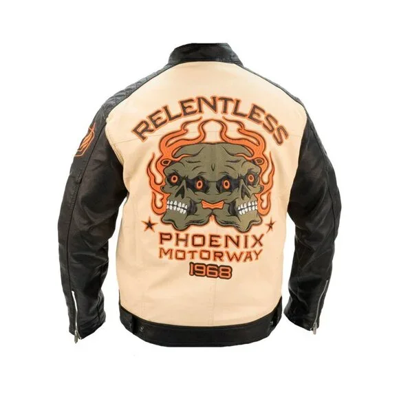 Watson Men’s “Phoenix” Moto Jacket – Cream/Black